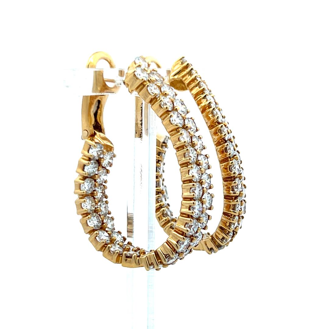 Créoles en or jaune 18 carats avec diamants ronds brillants F SI1 de 12,00 carats en vente 3