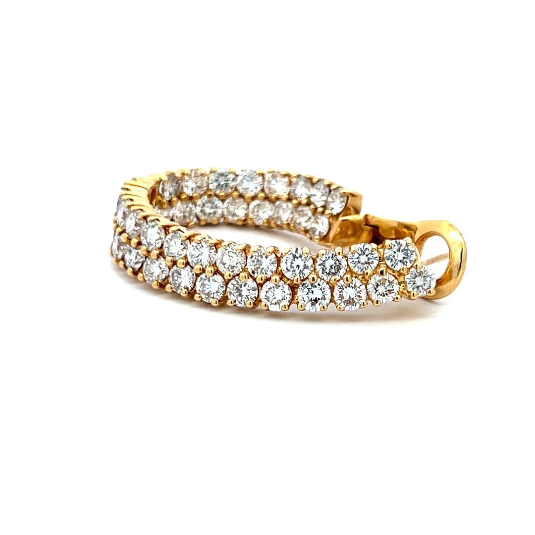 Créoles en or jaune 18 carats avec diamants ronds brillants F SI1 de 12,00 carats en vente 4