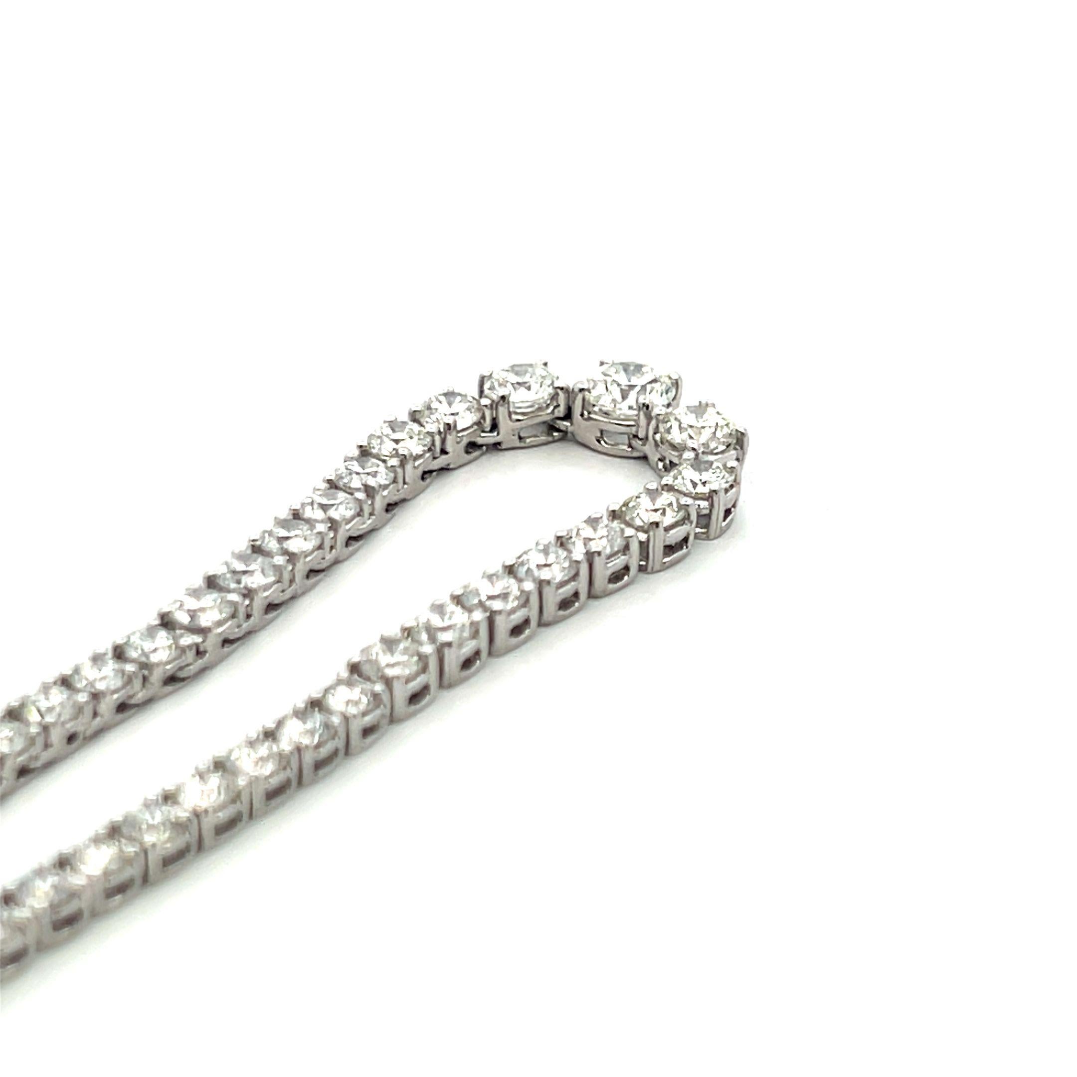 12.00 Quilates Diamante Redondo Brillante G VS1 Oro Blanco 14 Kilates Collar Riviera en venta 5