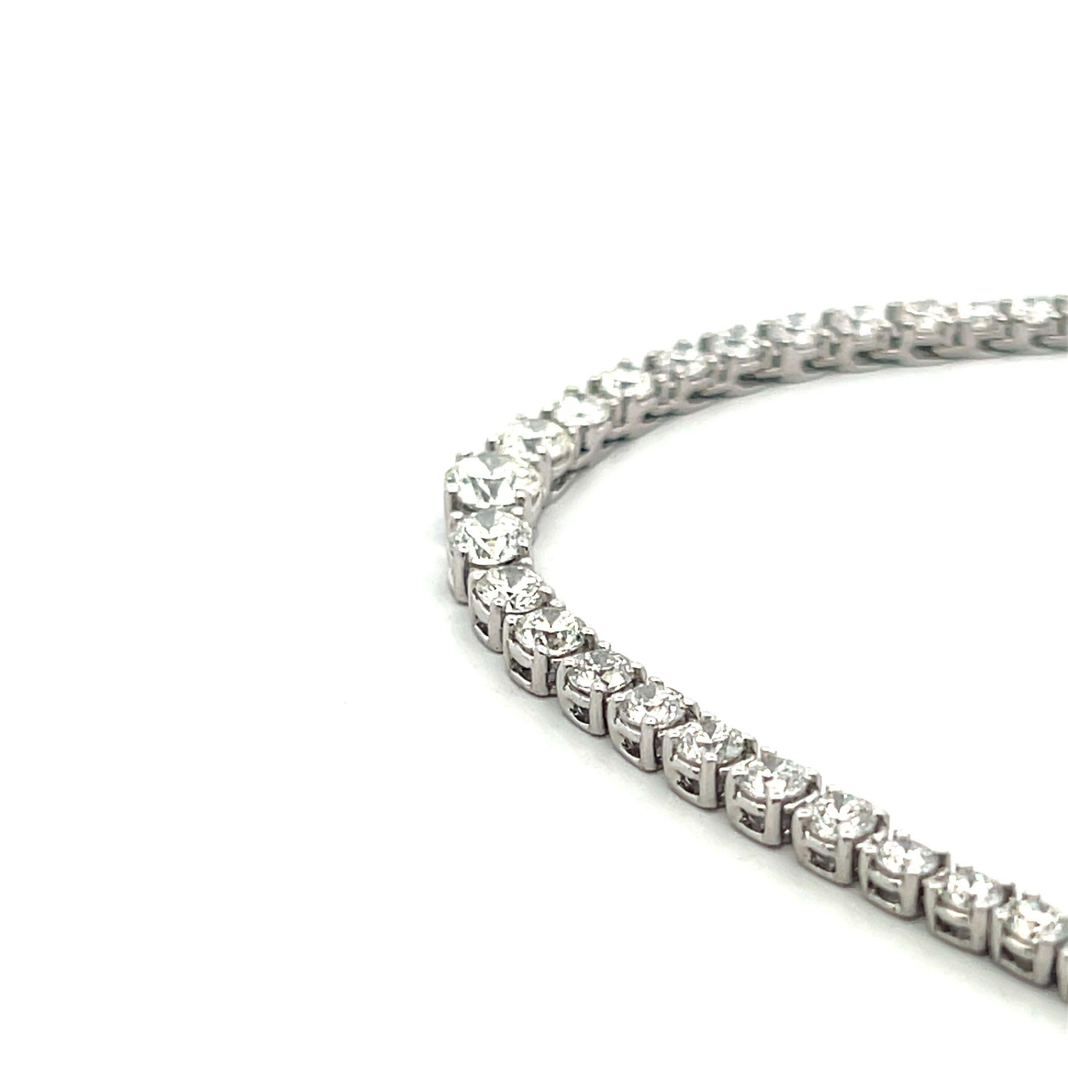 12.00 Quilates Diamante Redondo Brillante G VS1 Oro Blanco 14 Kilates Collar Riviera en venta 6