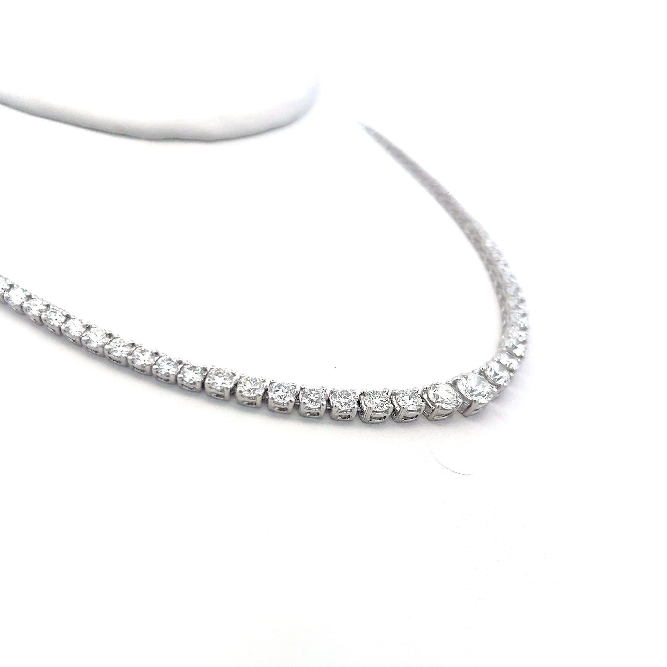 12.00 Quilates Diamante Redondo Brillante G VS1 Oro Blanco 14 Kilates Collar Riviera Corte brillante en venta