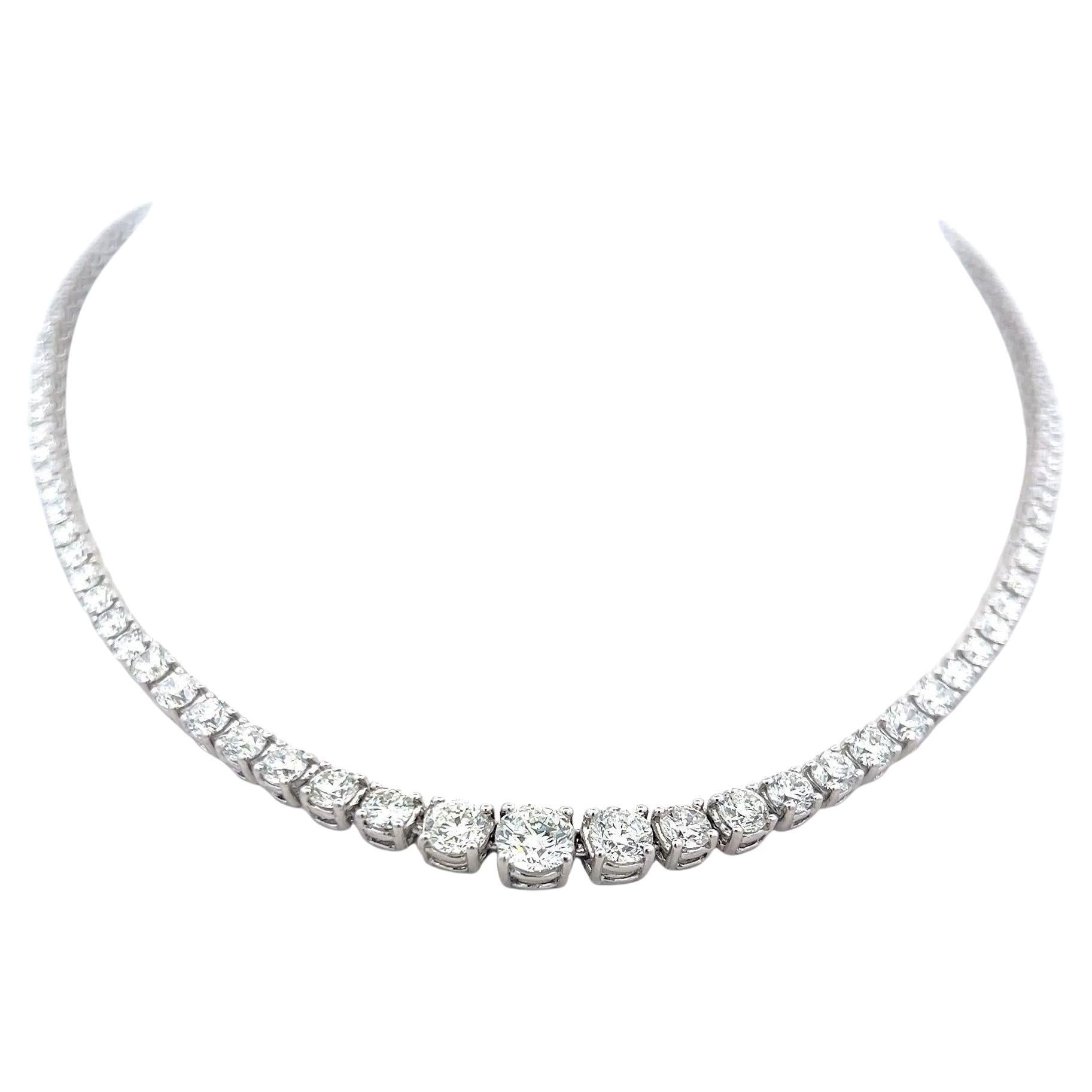 12,00 carati di diamante rotondo brillante G VS1 in oro bianco 14 carati Collana Riviera