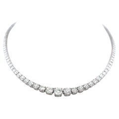 12,00 carati di diamante rotondo brillante G VS1 in oro bianco 14 carati Collana Riviera