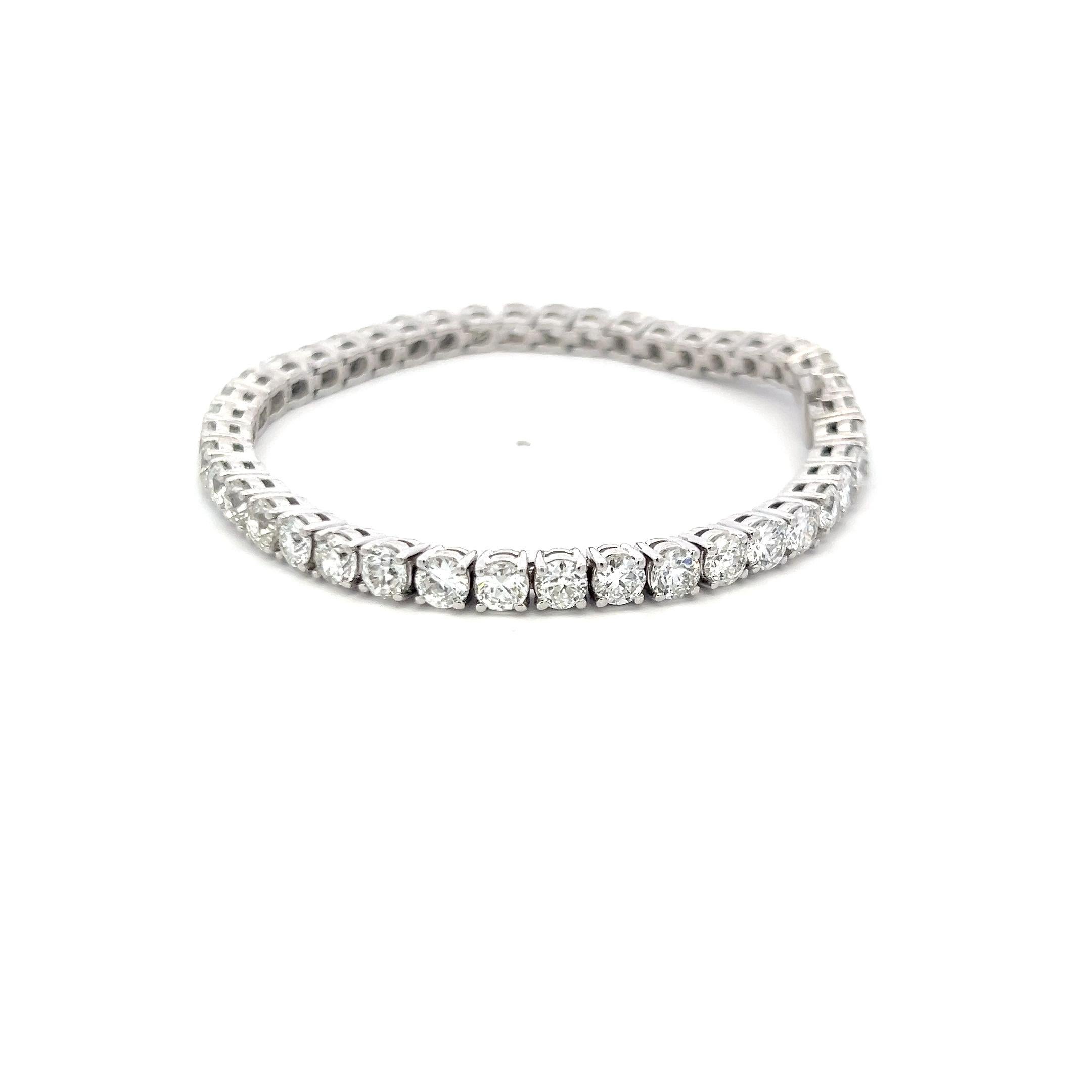 12,00 Quilates Diamante Redondo Brillante I VS Pulsera Tenis Platino en Nuevo Estado en New York, NY