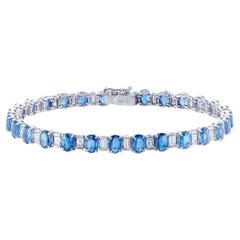12.00 Carat Sapphire Bracelet with Diamonds in 18 Karat White Gold