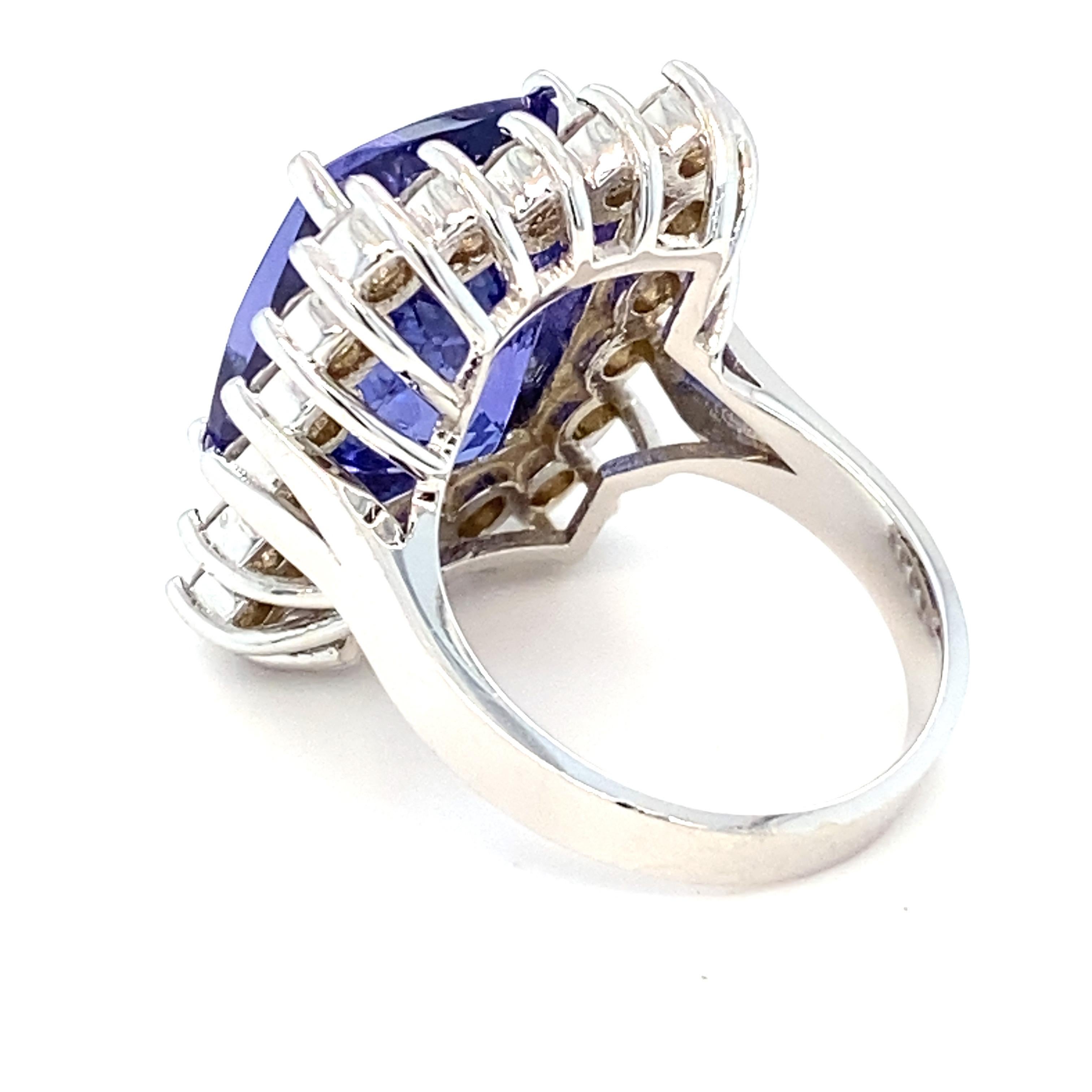12.00 Carat Tanzanite Diamond White Gold Halo Ring For Sale 4