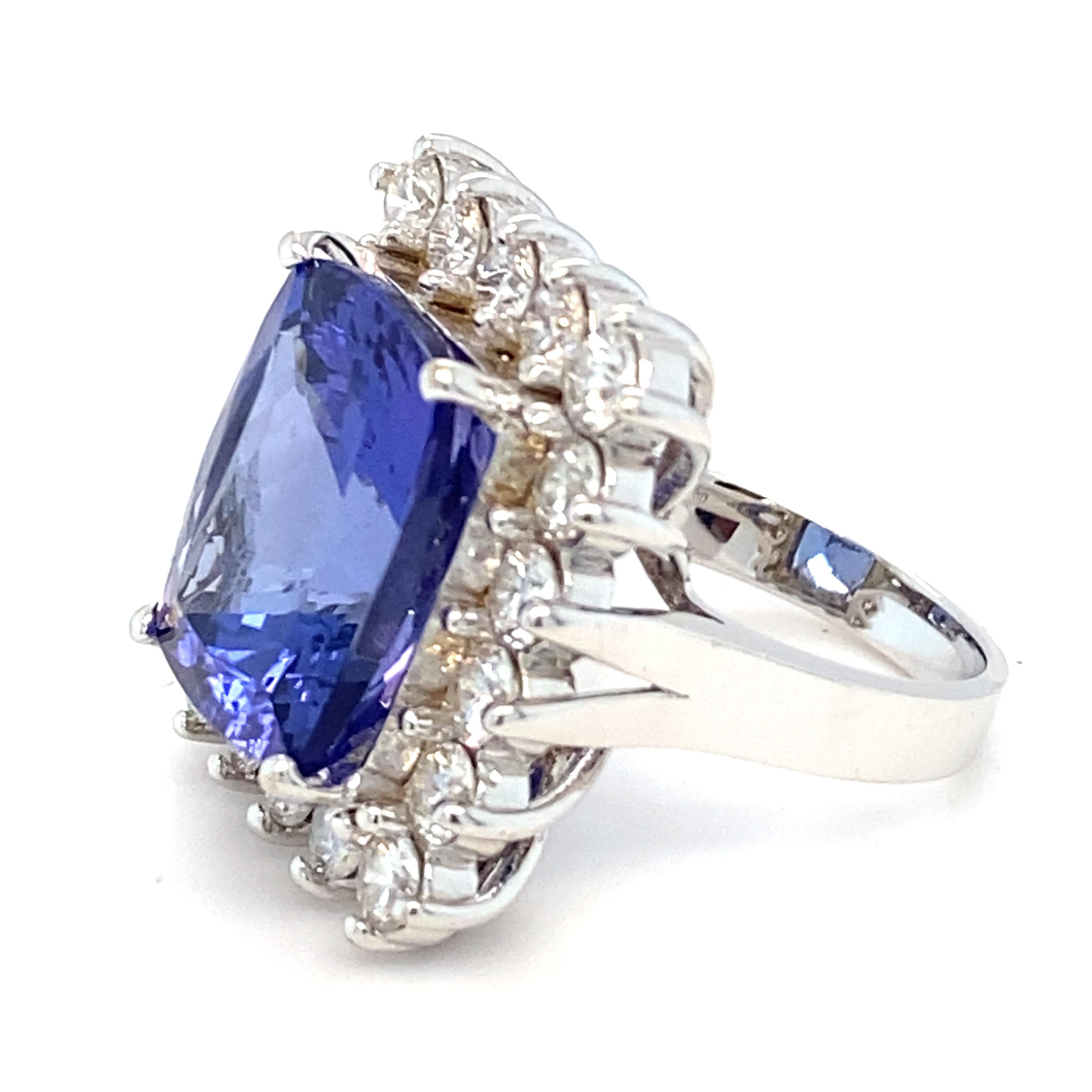 12.00 Carat Tanzanite Diamond White Gold Halo Ring For Sale 6