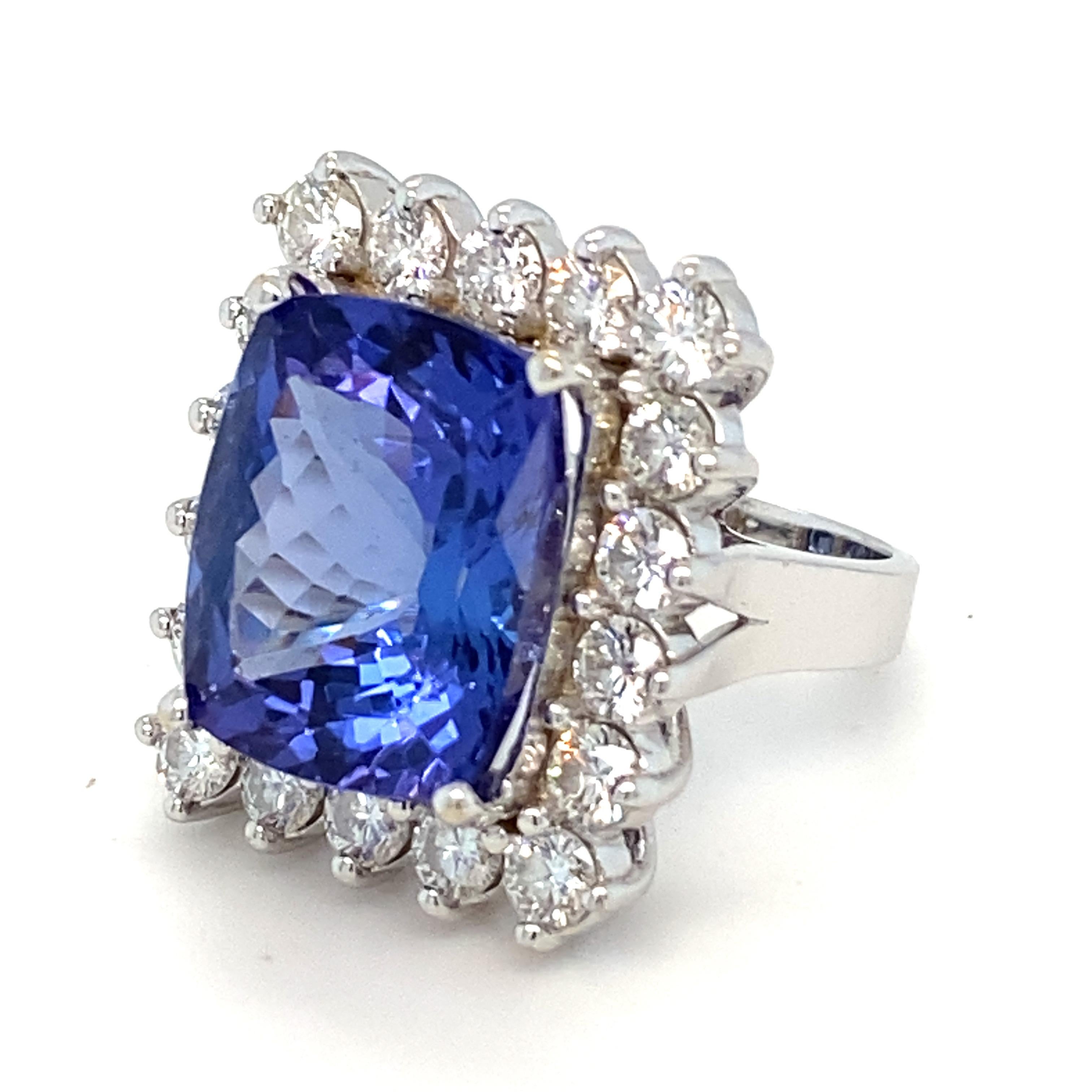 12.00 Carat Tanzanite Diamond White Gold Halo Ring For Sale 7