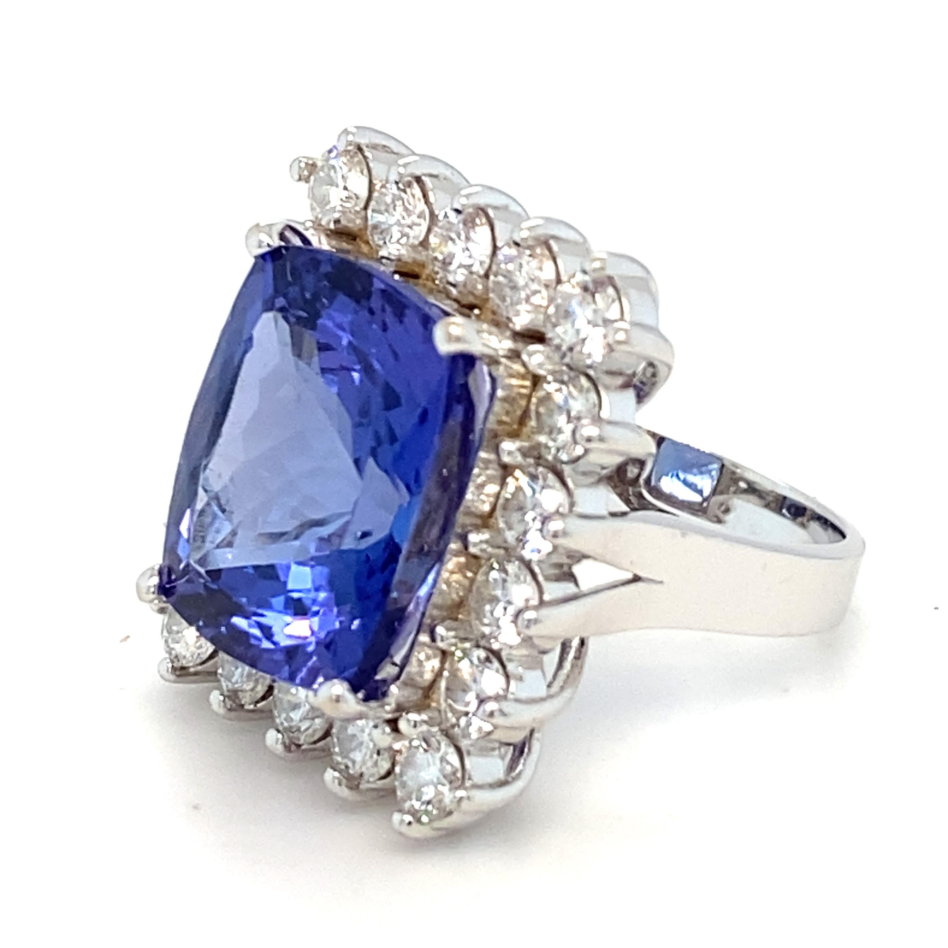 12.00 Carat Tanzanite Diamond White Gold Halo Ring For Sale 8