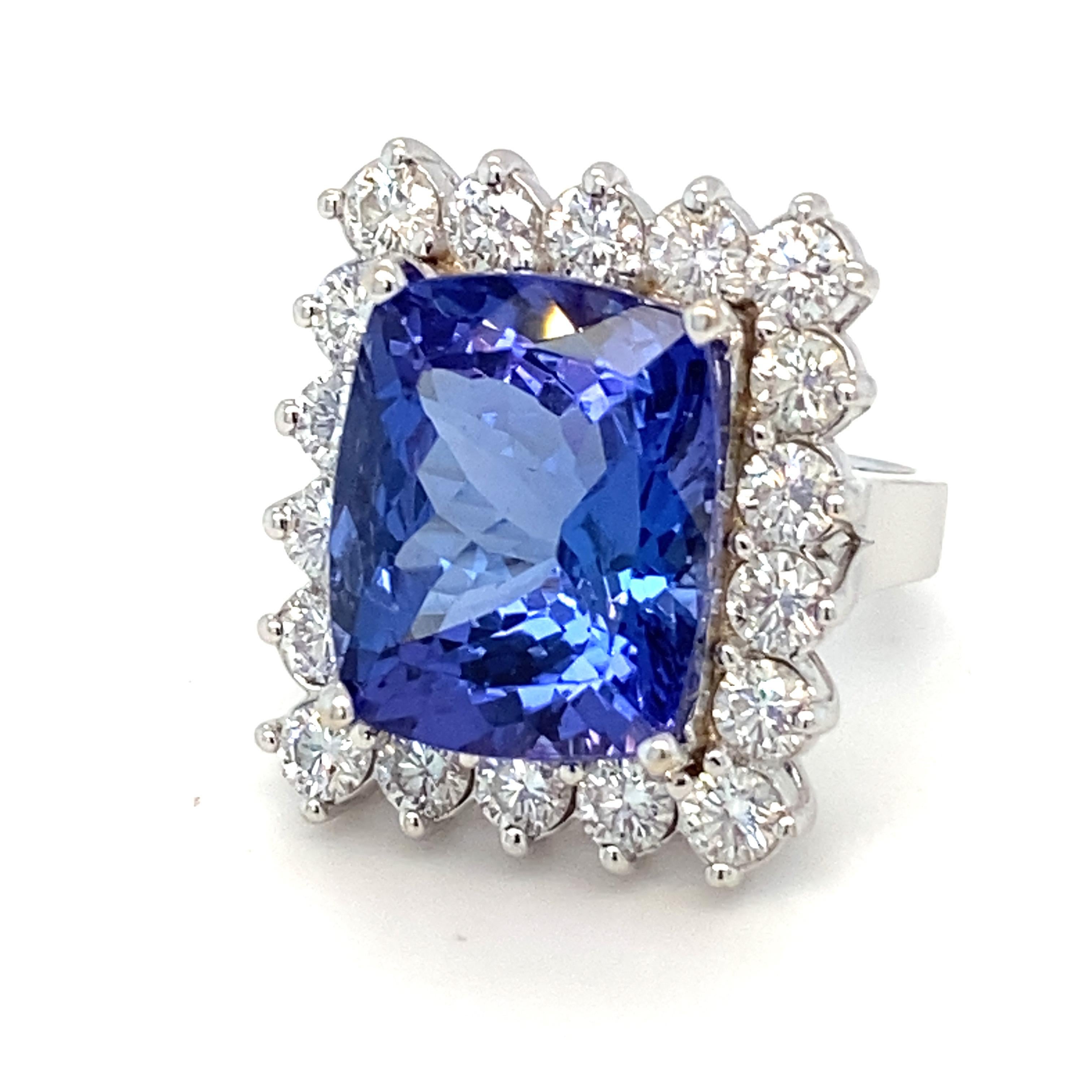 12.00 Carat Tanzanite Diamond White Gold Halo Ring For Sale 10