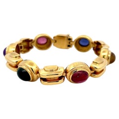 12,00 Karat Turmalin 8,00 Karat Amethysts Saphir 18K YG Gliederarmband