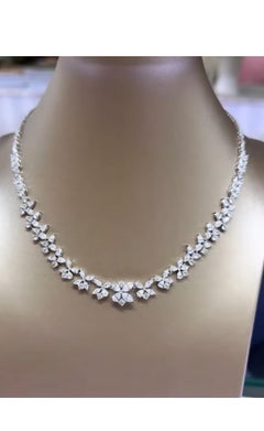 12.00 Carats Mixed Shape Diamonds 18k Gold Necklace