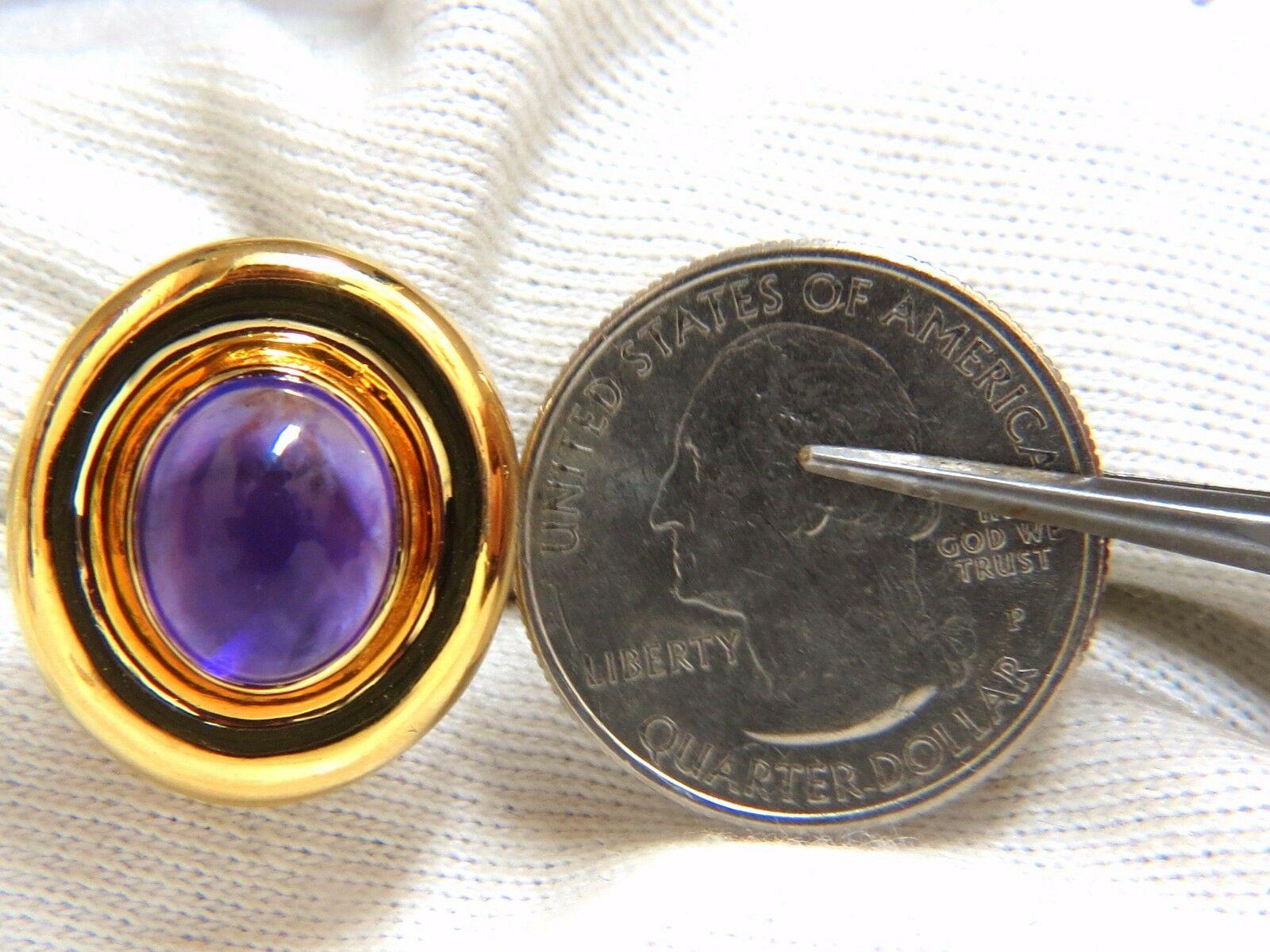 Cabochon 12.00 Natural Amethyst Clip Earrings 14Kt