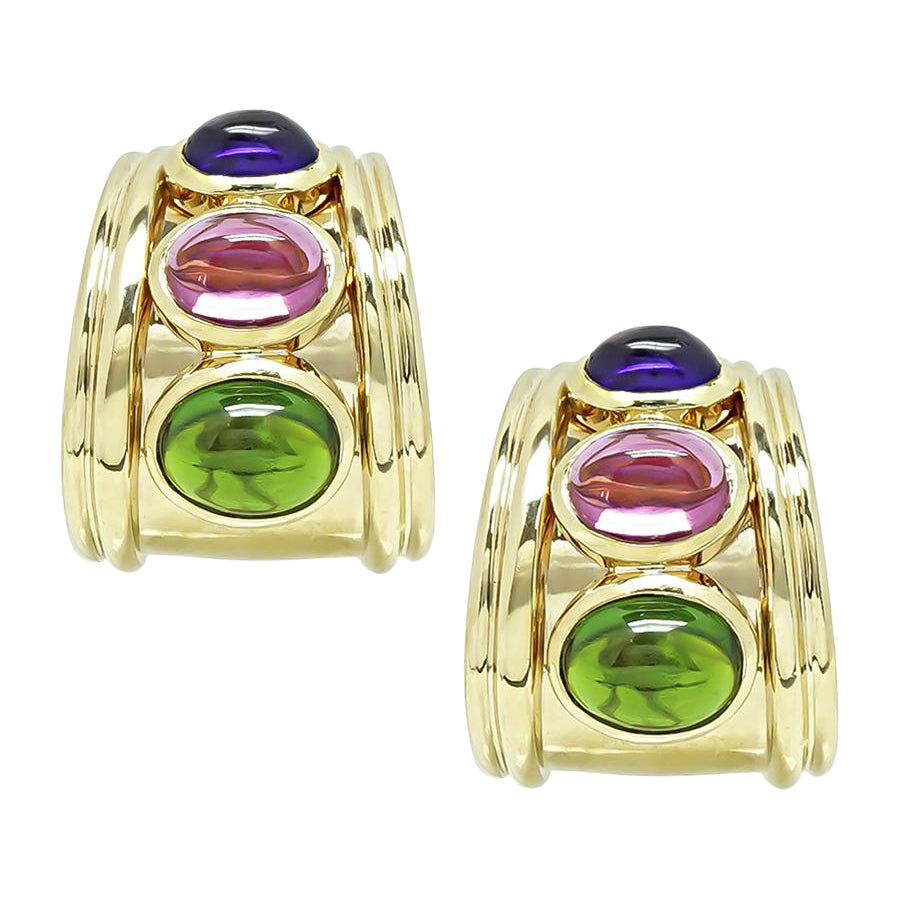 Boucles d
oreilles péridot, tourmaline rose et améthyste de 12,00ct