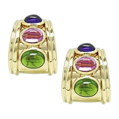 12.00ct Peridot Pink Tourmaline and Amethyst Earrings