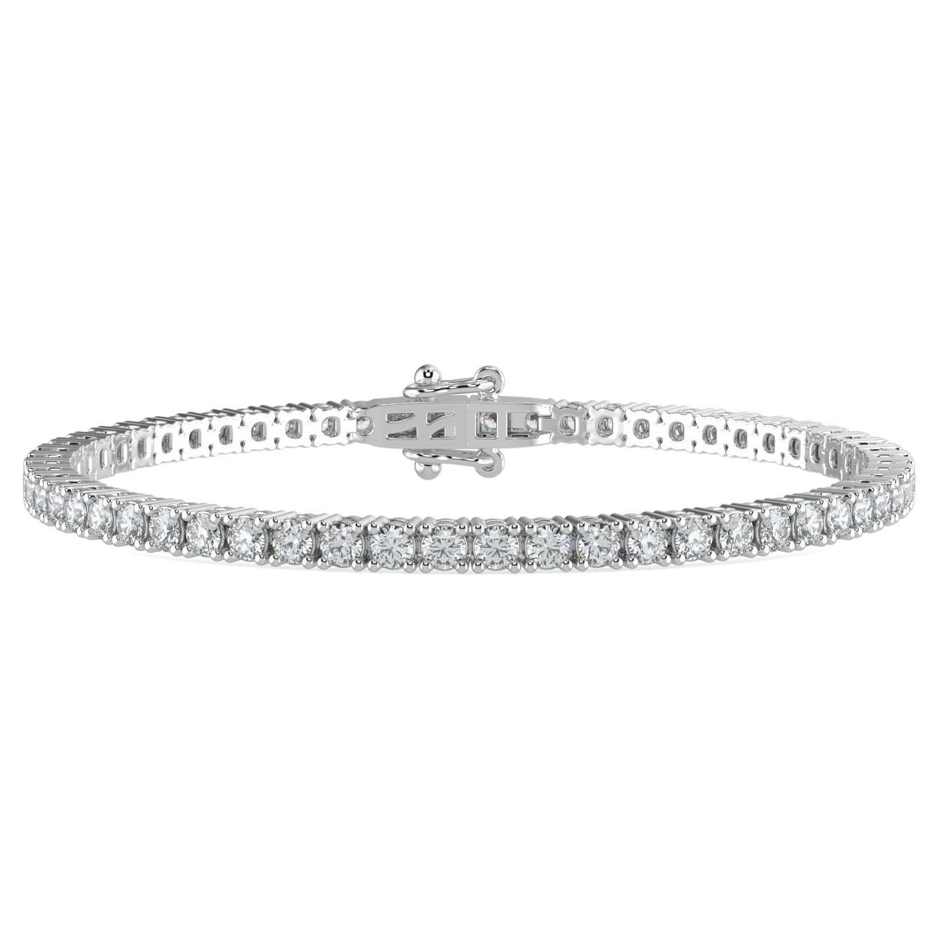12.00Ct Round Cut GH-I1 Natural Diamond Classic Tennis Bracelet 4 Prong 14K Gold For Sale