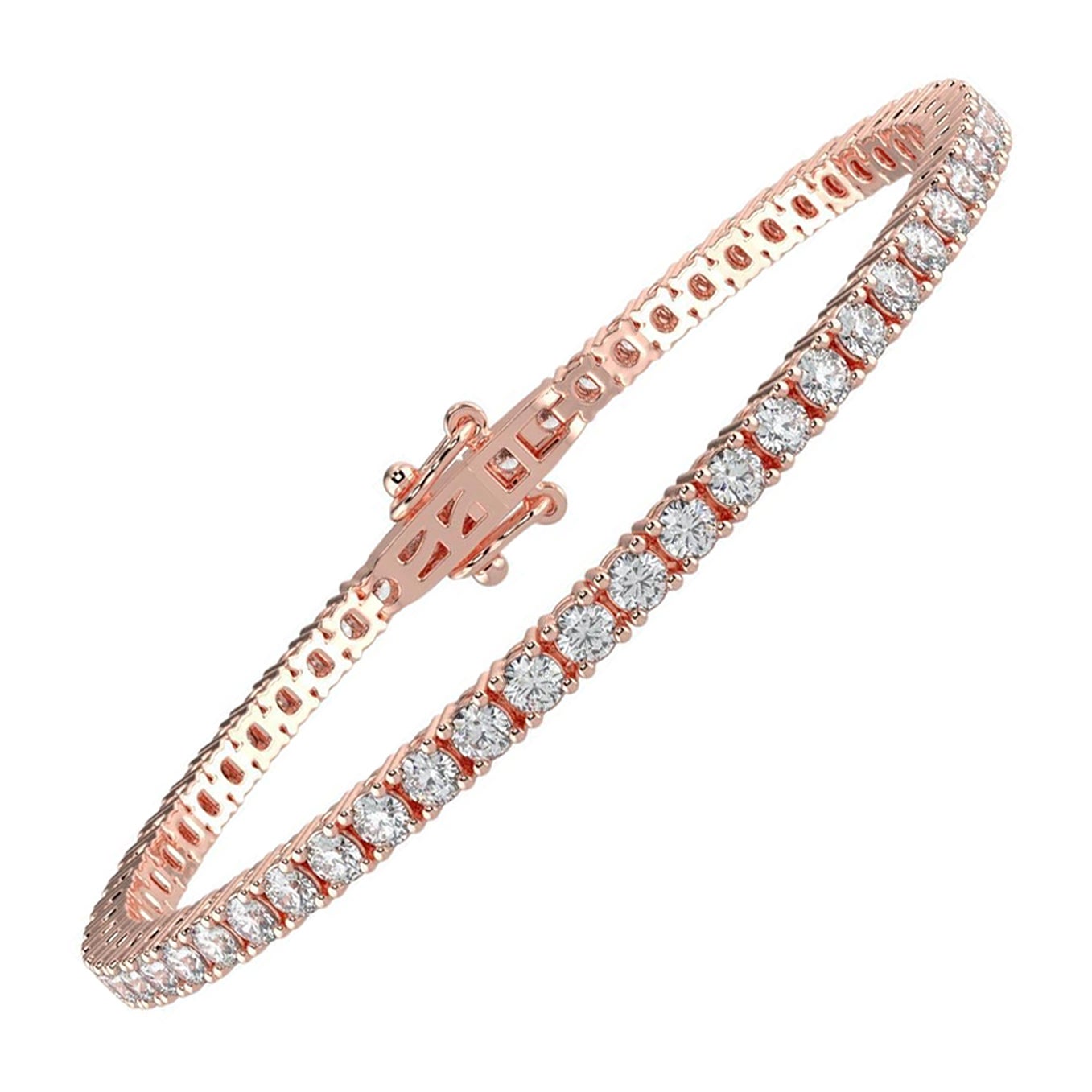 12.00Ct Rundschliff GH-SI Natürlicher Diamant Classic Tennis Armband 4 Zacken 14K Gold im Angebot