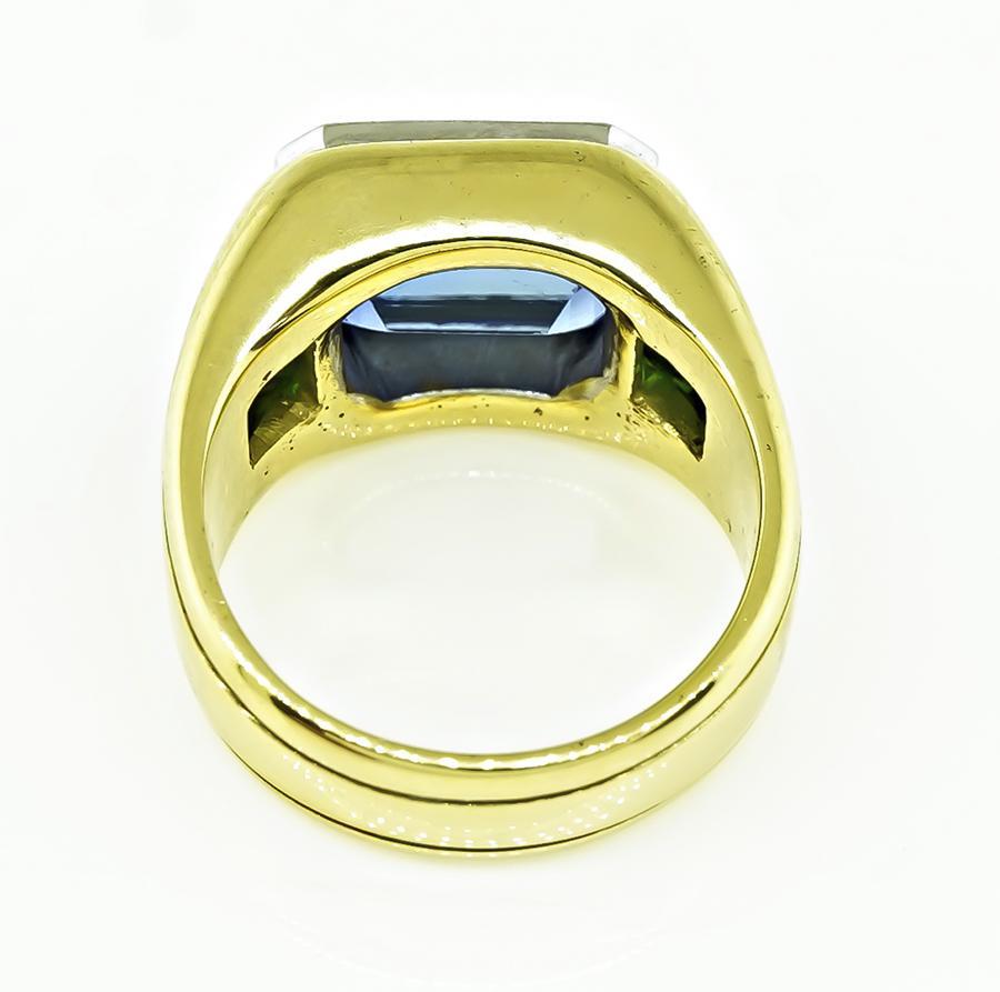 Anello in oro con tormalina verde tanzanite 12.00ct In condizioni buone in vendita a New York, NY
