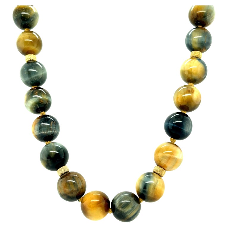 •AEON• falcon's eye + gold necklace (18
