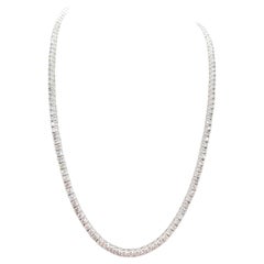 12.01 Carat Round Brilliant Cut Diamond Tennis Necklace 14 Karat White Gold 18''