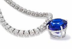 Diamant-Tennis-Halskette mit abnehmbarem 12,01-Karat-Tansanit-Anhänger