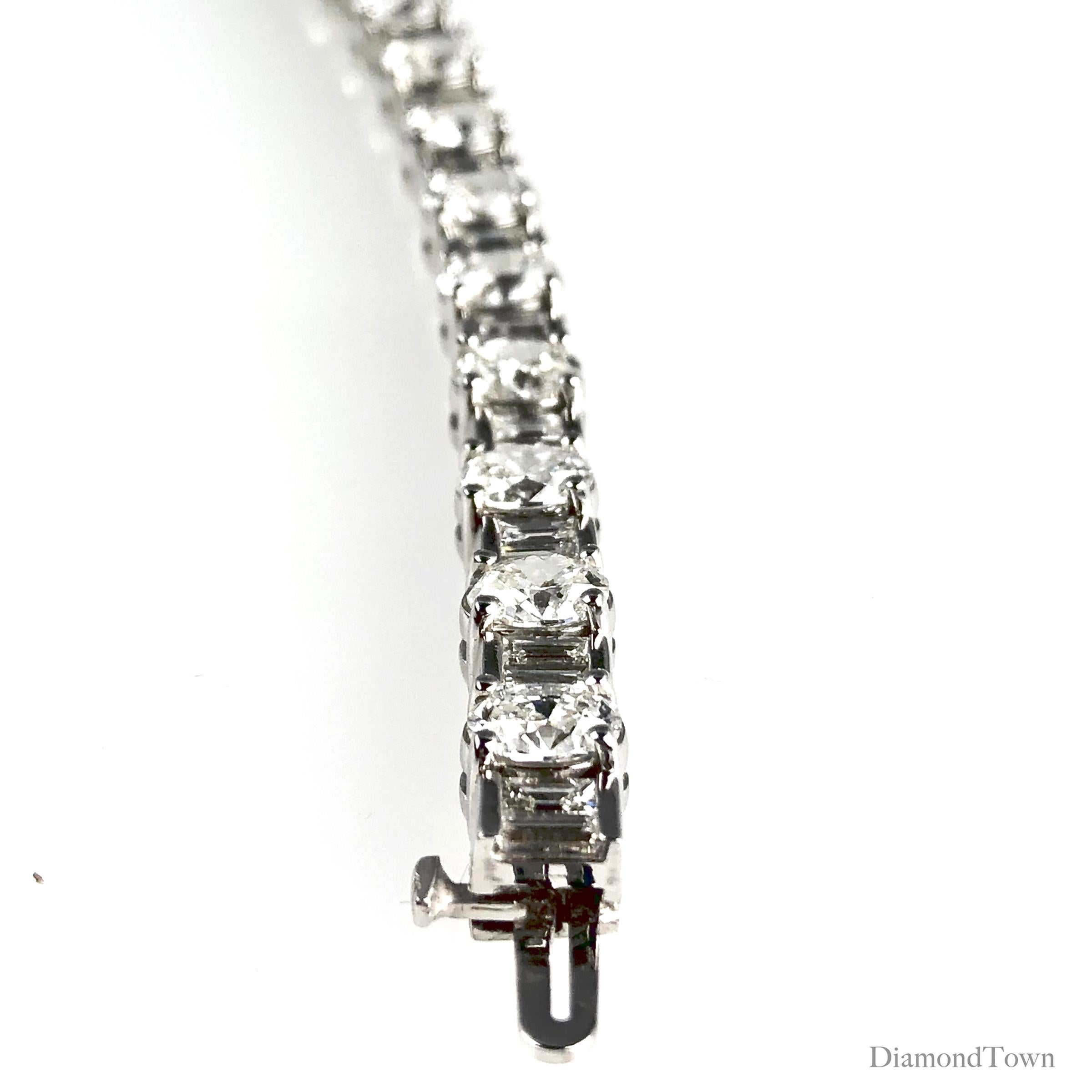12.02 Carat Mixed Cut Natural Diamond Tennis Bracelet in 18K White Gold ref255 In New Condition For Sale In New York, NY