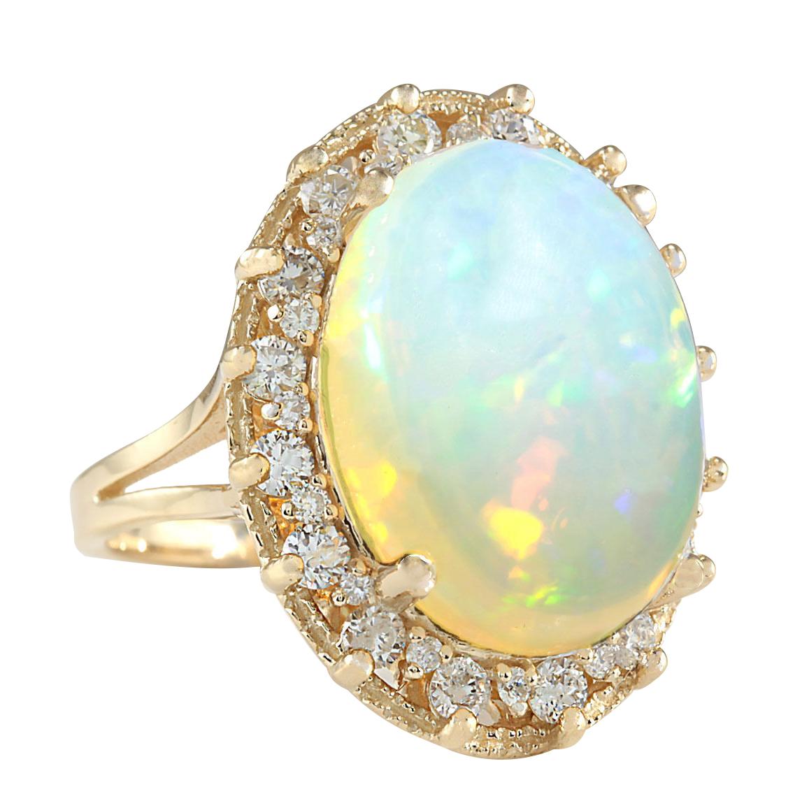 Stamped: 14K Yellow Gold
Total Ring Weight: 9.0 Grams
Total Natural Opal Weight is 11.02 Carat (Measures: 18.00x13.00 mm)
Color: Multicolor
Total Natural Diamond Weight is 1.00 Carat
Color: F-G, Clarity: VS2-SI1
Face Measures: 24.70x19.05 mm
Sku: