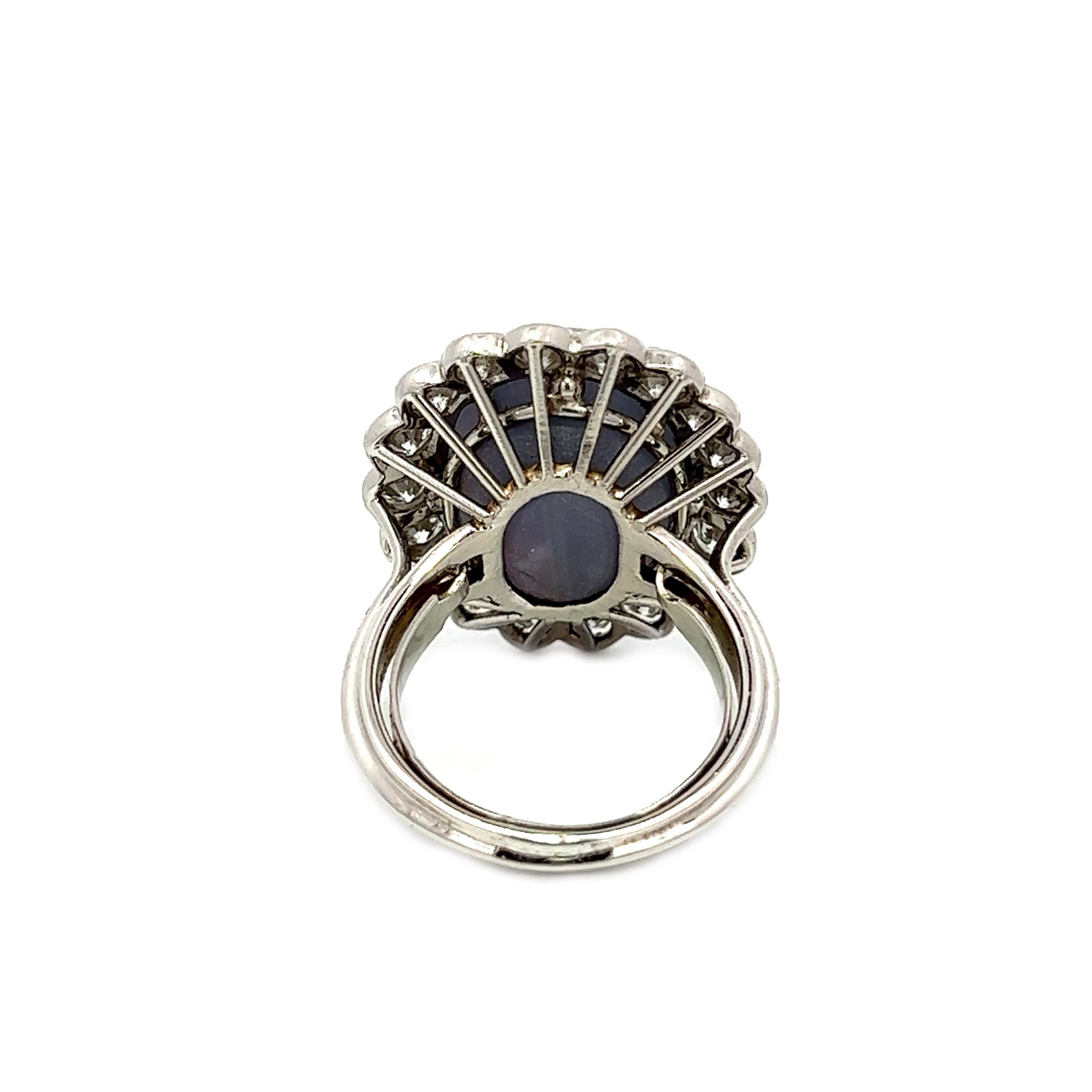 Aesthetic Movement 12.02CT Total Weight STAR Sapphire & Diamonds set in PLAT GIA CERT For Sale