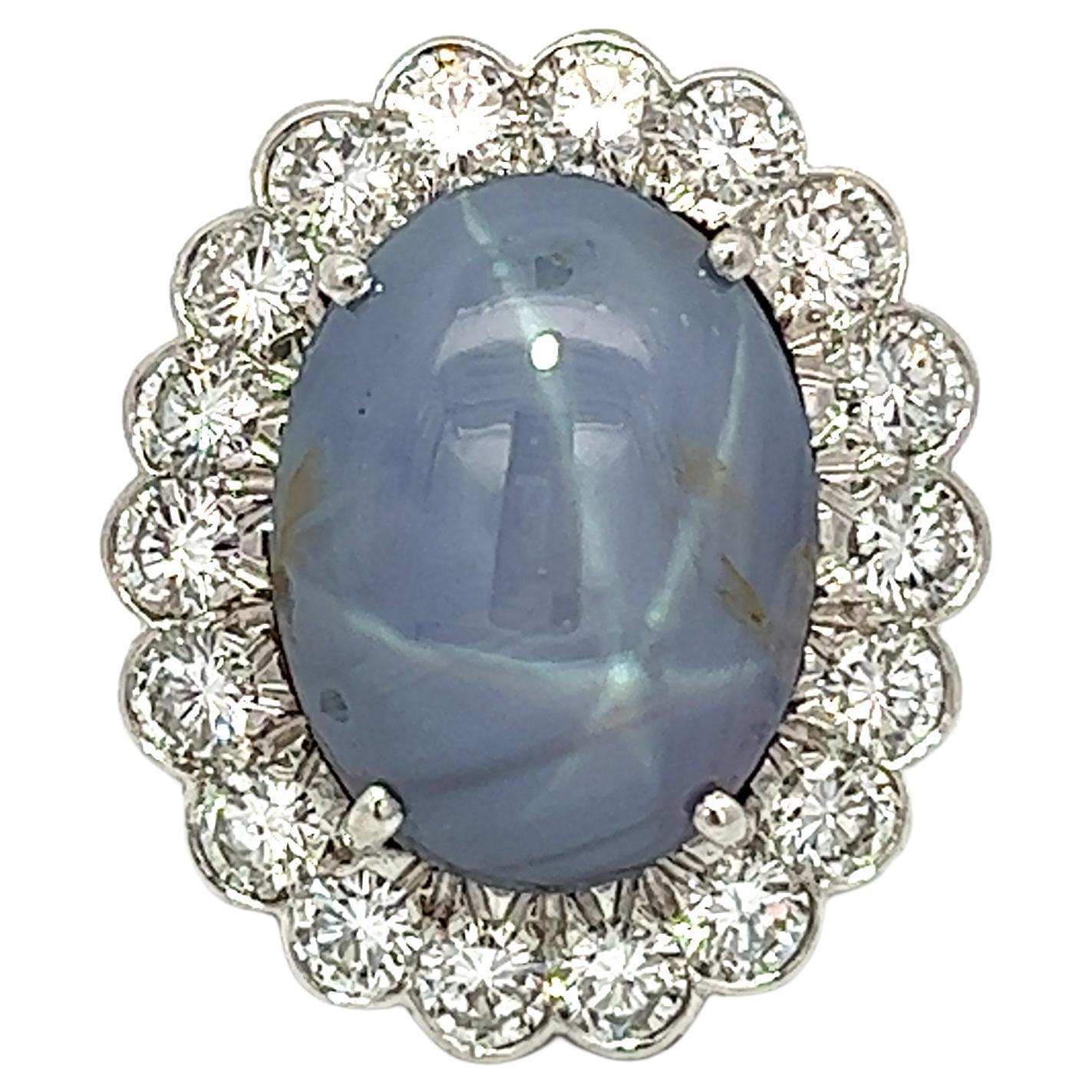 12.02CT Total Weight STAR Sapphire & Diamonds set in PLAT GIA CERT For Sale