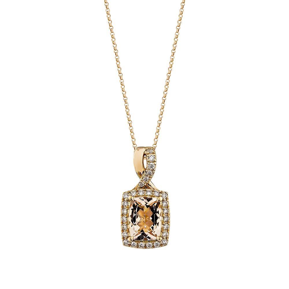Contemporary 1.203 Carat Morganite Pendant in 18Karat Rose Gold with White Diamond. For Sale