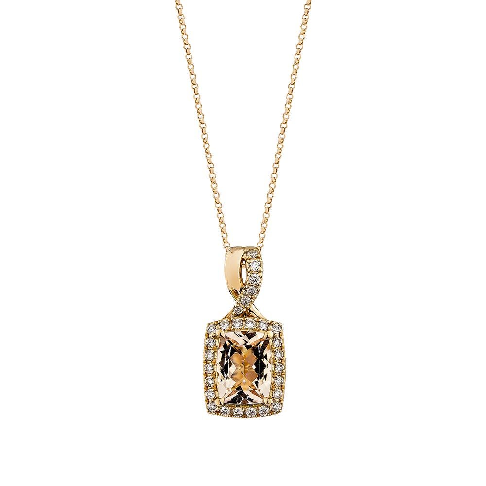 1.203 Karat Morganit-Anhänger aus 18 Karat Roségold mit weißem Diamanten. (Kissenschliff) im Angebot