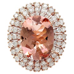 Dazzling Morganite Diamond Ring In 14 Karat Solid Rose Gold
