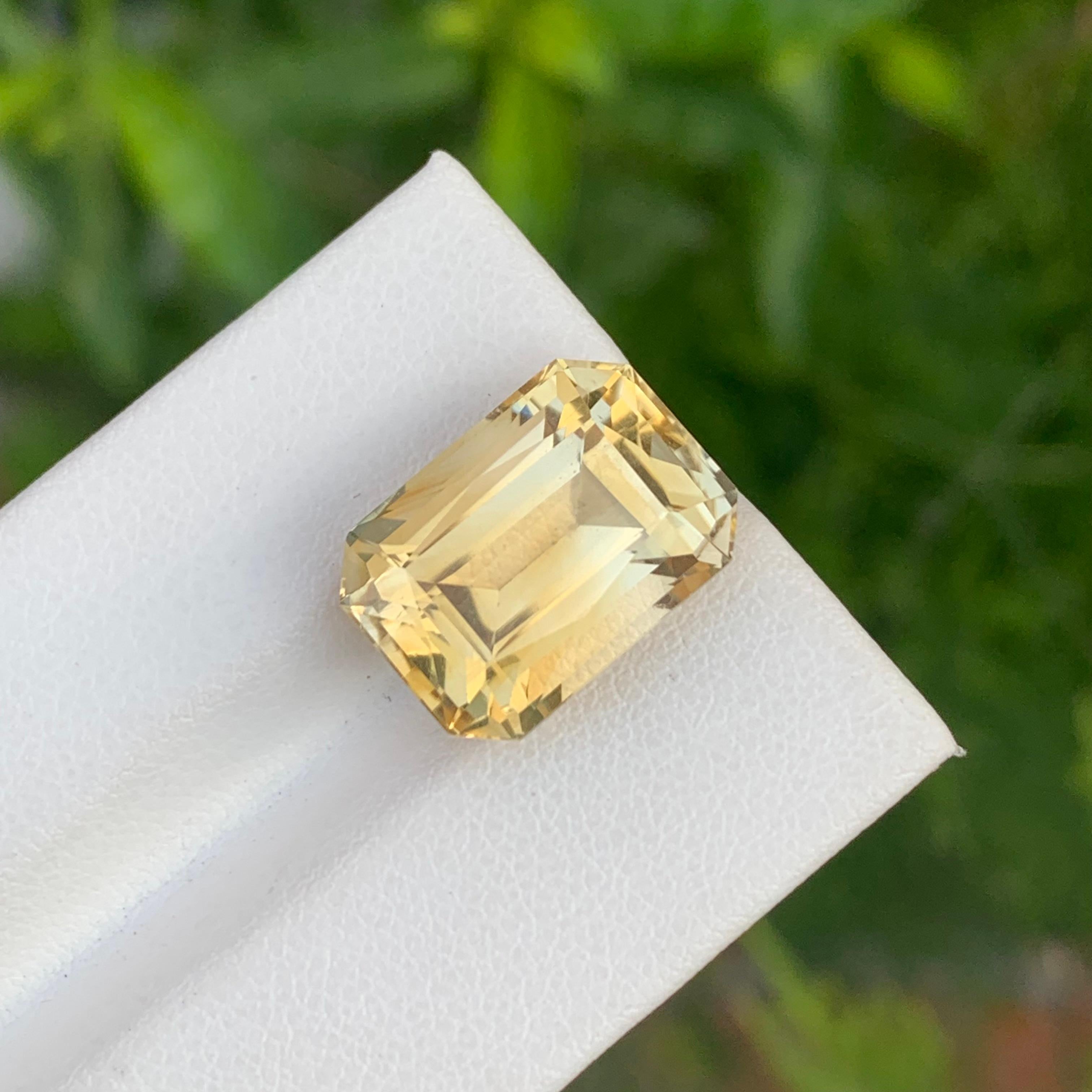 Emerald Cut 12.05 Carat Natural Loose Yellow Citrine Emerald Shape Gem For Jewellery For Sale