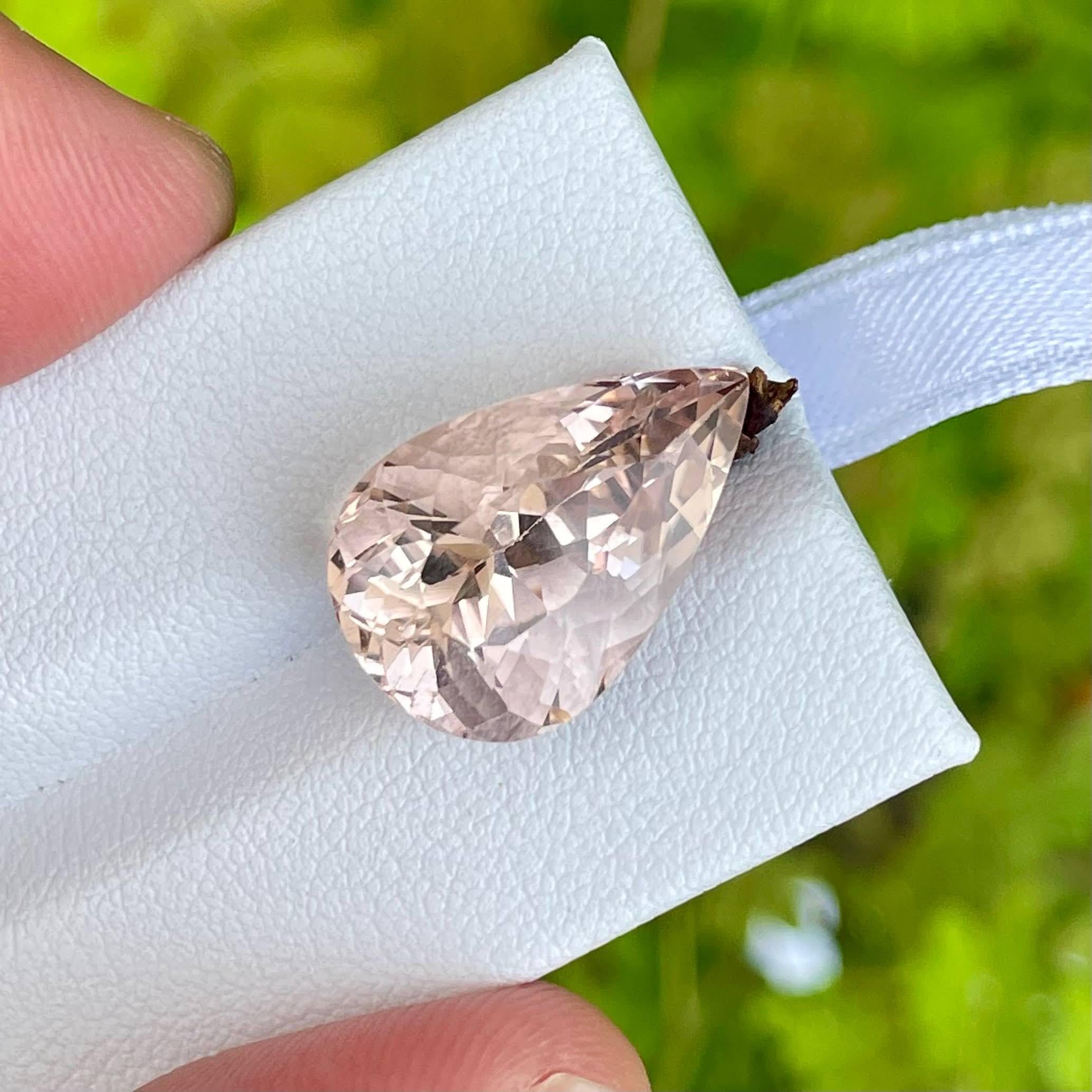 Poids 12,05 carats 
Dimensions 19,0x12,6x11,0 mm
Traitement aucun 
Origine Afrique 
Clarté de l'œil 
Forme poire 
Taillé à facettes 



Cette exquise Morgane pêche de 12,05 carats, taillée en forme de poire gracieuse, présente une douce teinte pêche