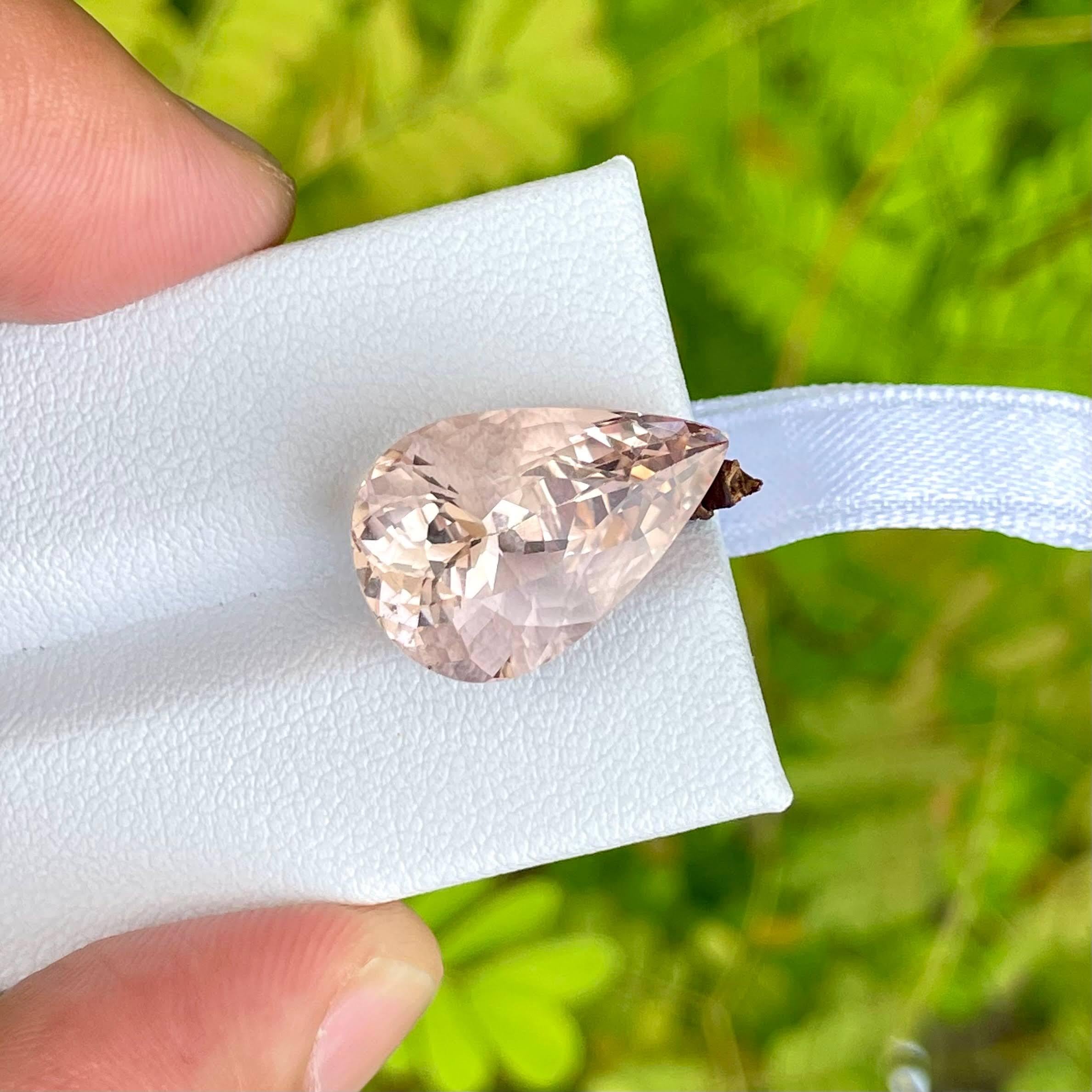 12.05 carats Peach Morganite Stone Pear Cut Natural African Gemstone Neuf - En vente à Bangkok, TH