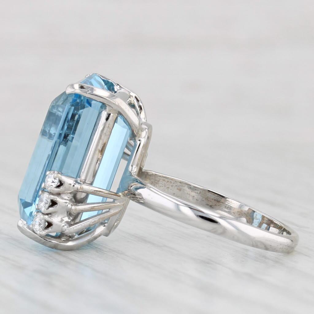 12.06ctw Aquamarine Diamond Ring 14k White Gold Size 6.25 Cocktail In Good Condition In McLeansville, NC