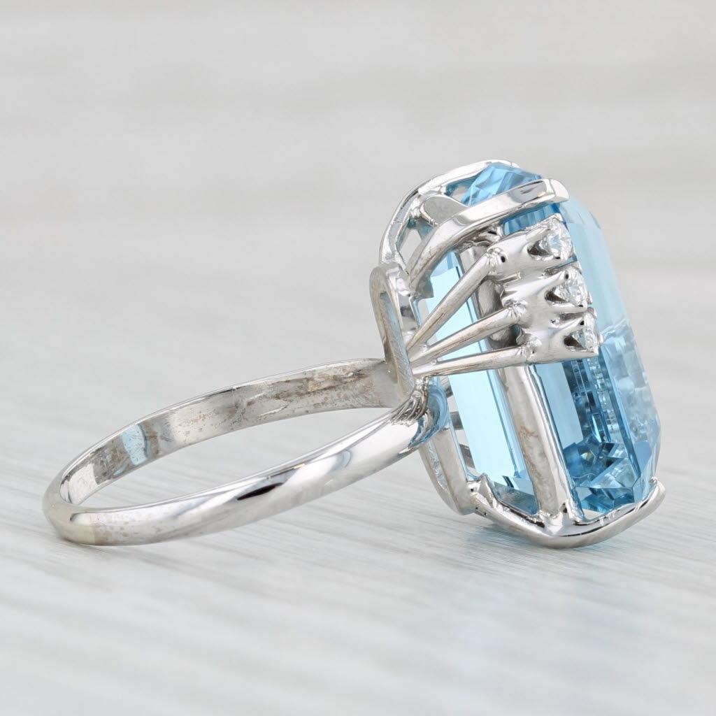 Women's or Men's 12.06ctw Aquamarine Diamond Ring 14k White Gold Size 6.25 Cocktail