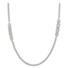 Alexander 12.07 Carat Long Diamond Tennis Necklace 18 Karat White Gold