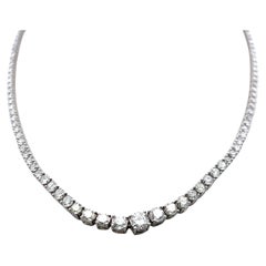 Collana Riviera in oro bianco 18 carati con diamanti tondi e brillanti da 12,07 carati
