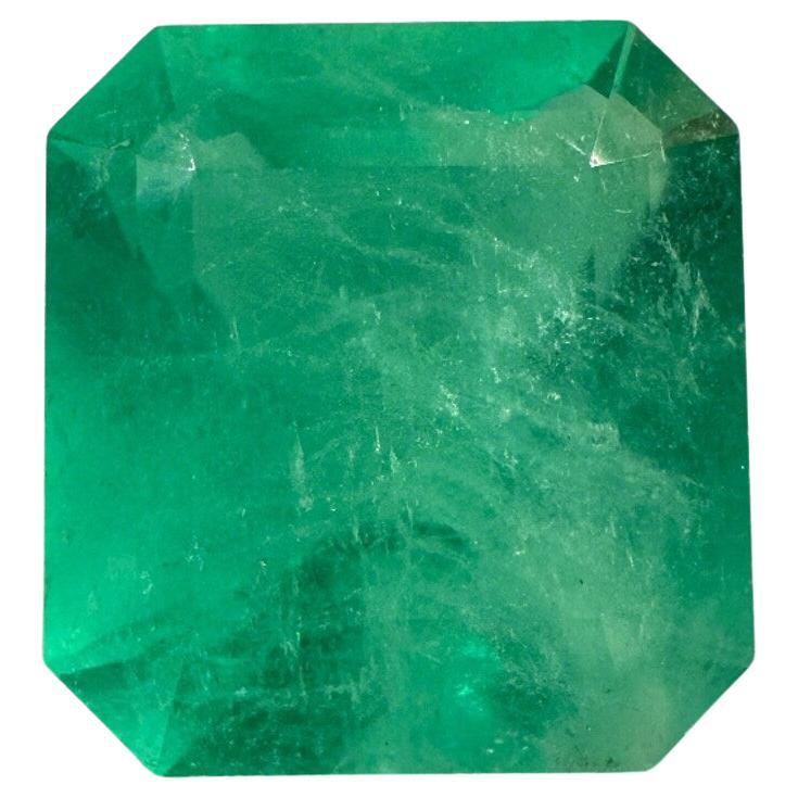 Grande émeraude colombienne taille émeraude 12,09 carats 15x14, mine de Chivor Births