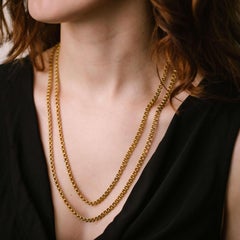 120cm 14k Yellow Gold Long Guard Chain Circa 1900s