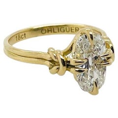1.20ct Vintage Cushion Cut Diamond Solitaire Engagement Ring in 18ct Yellow Gold