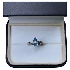 1.20ct Aquamarine marquise chunky solitaire engagement ring in platinum