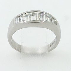 Baguette Diamond Wedding Ring, 1.20ct in 18K White Gold