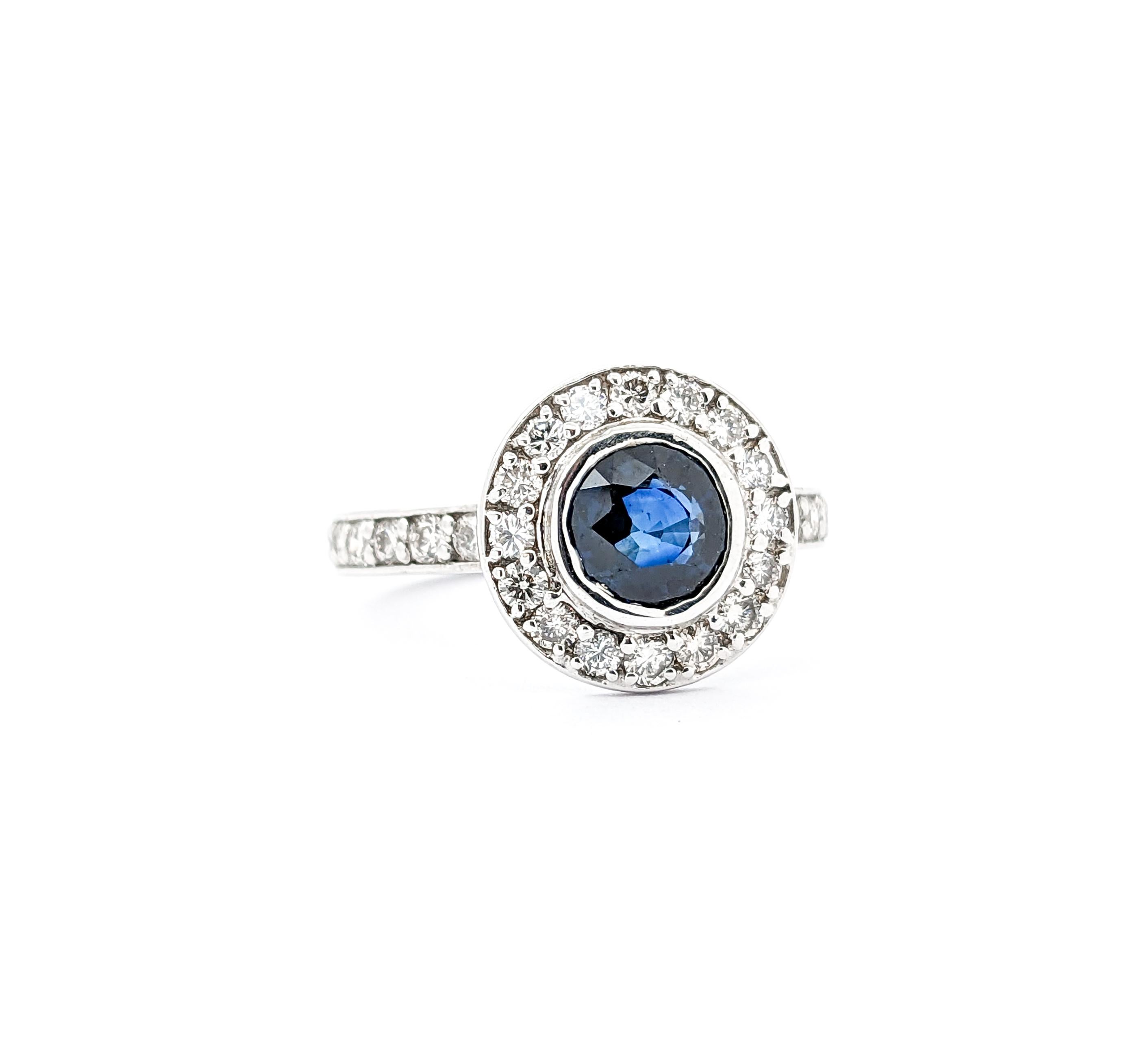 Women's 1.20ct Blue Sapphire & 1ctw Diamond Ring In White Gold For Sale