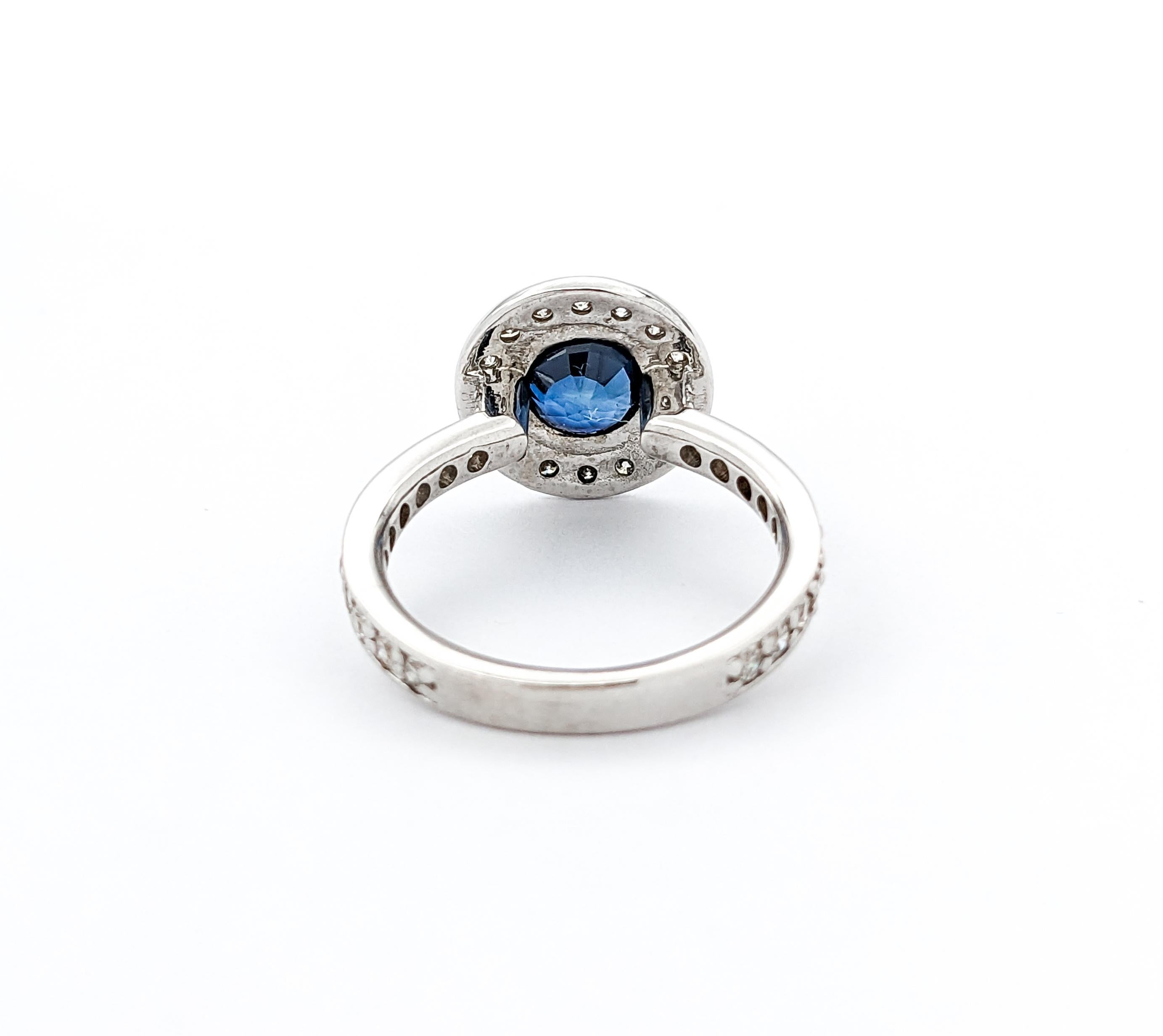 1.20ct Blue Sapphire & 1ctw Diamond Ring In White Gold For Sale 2