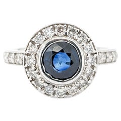1,20ct Blauer Saphir & 1ctw Diamant Ring in Weißgold