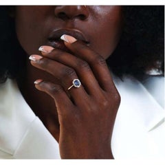 1.20ct Blue Sapphire Engagement Diamond Ring