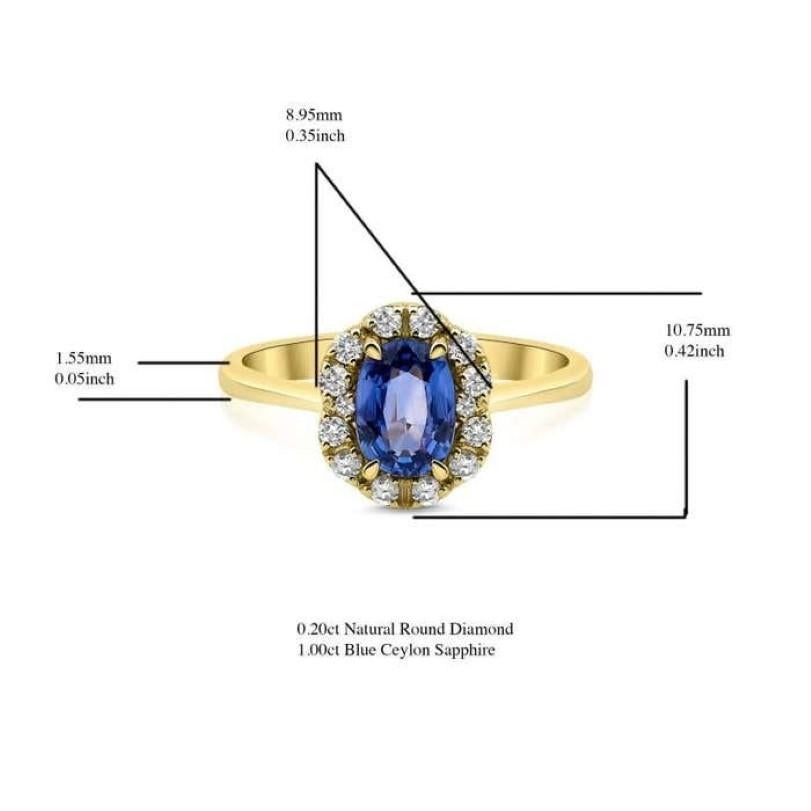 1.20ct Blue Sapphire Engagement Diamond Ring In New Condition For Sale In Fatih, 34