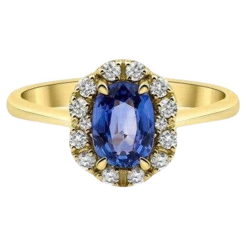 1.20ct Blue Sapphire Engagement Diamond Ring